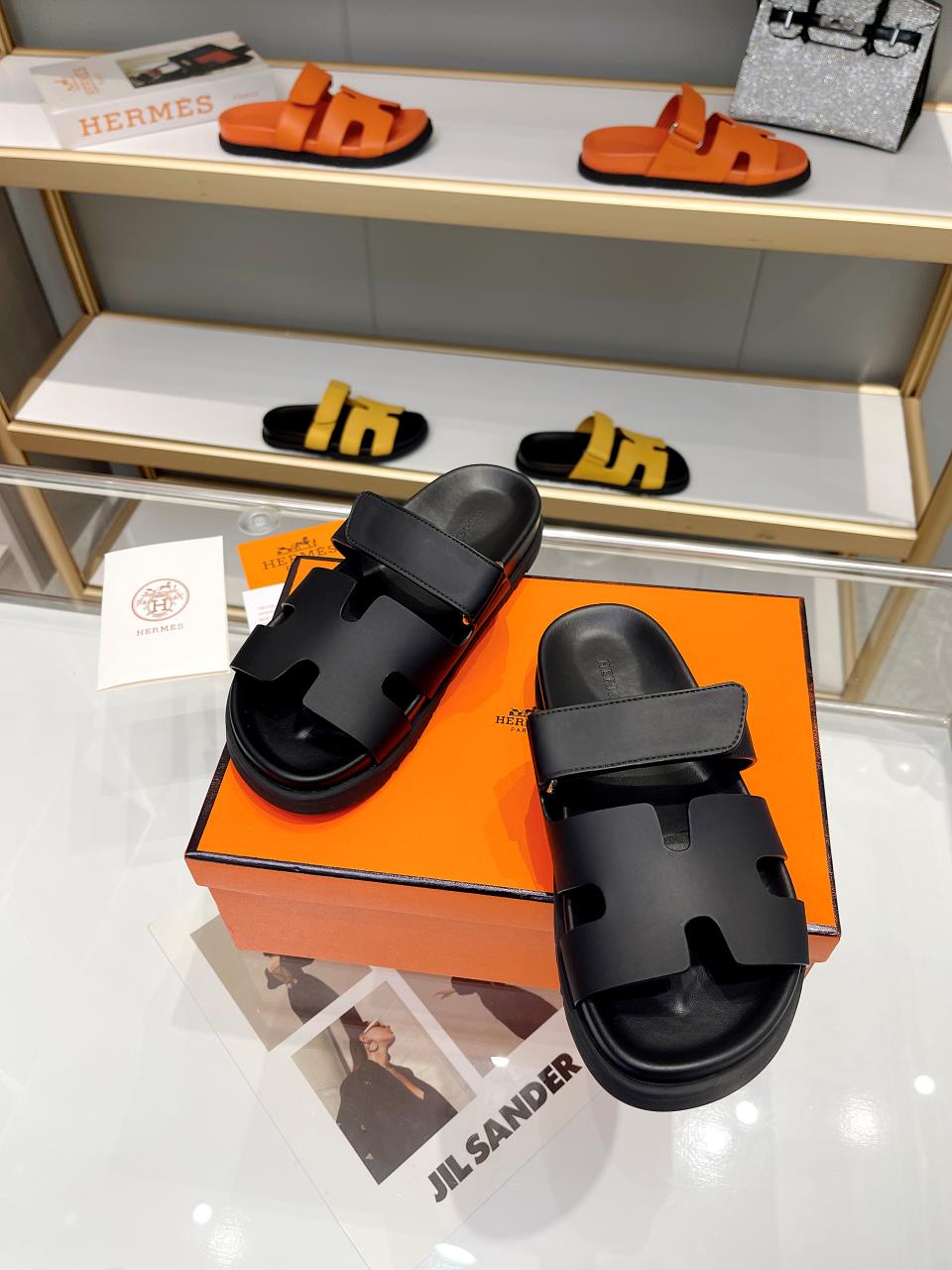 Hermes Sandal Chypre Schwarz