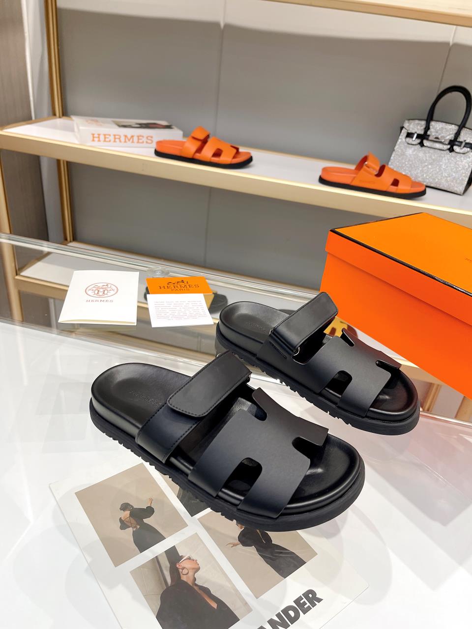 Hermes Sandal Chypre Schwarz