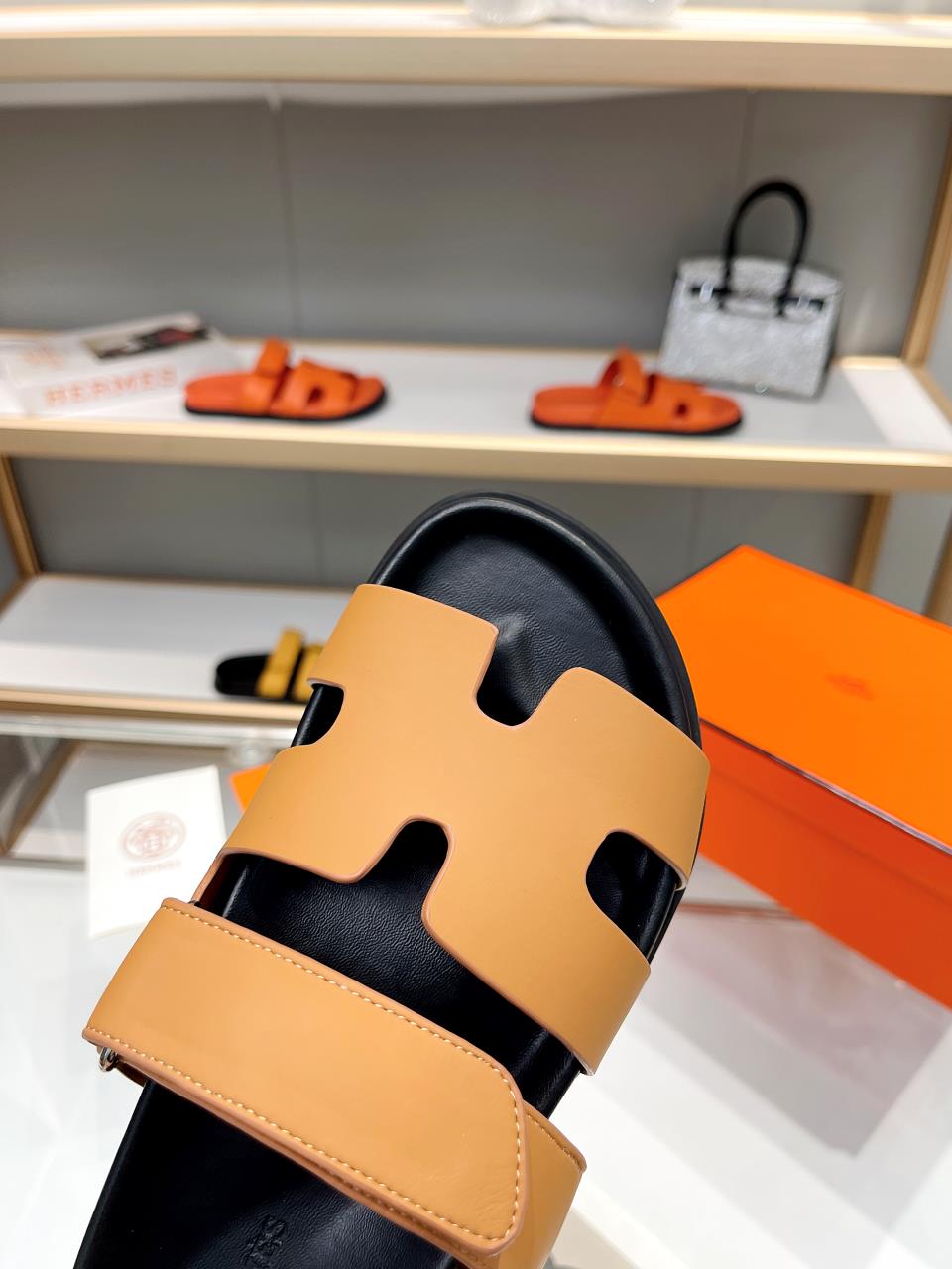 Hermes Sandal Chypre Mandarine Black Sole