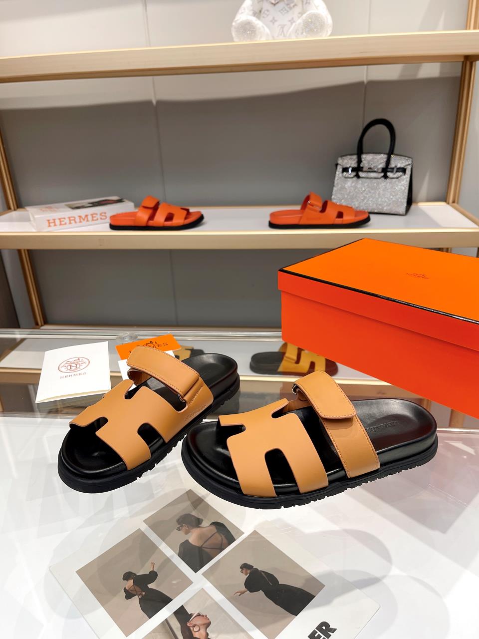 Hermes Sandal Chypre Mandarine Black Sole
