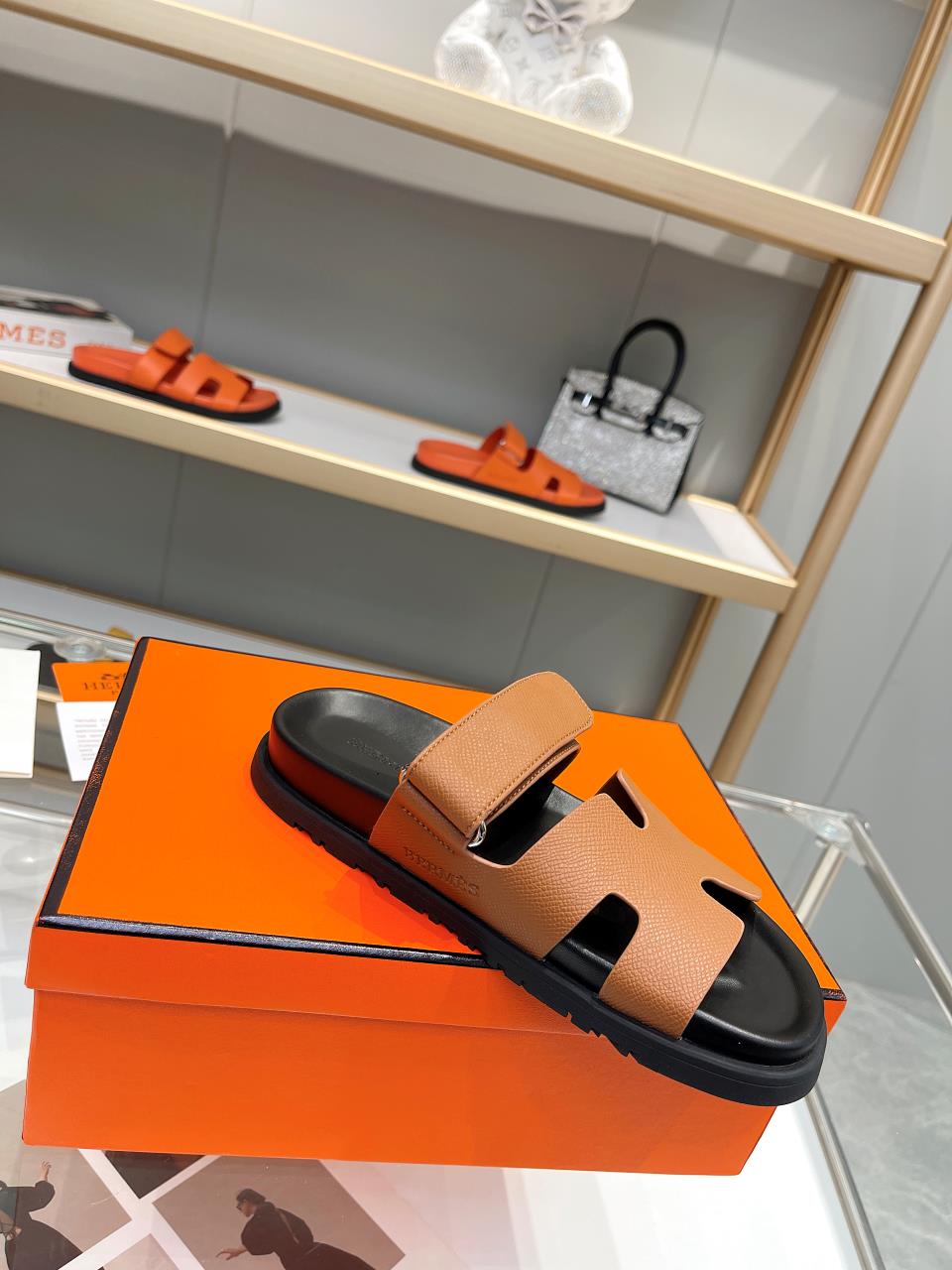 Hermes Sandal Chypre Darker Brown Black Sole