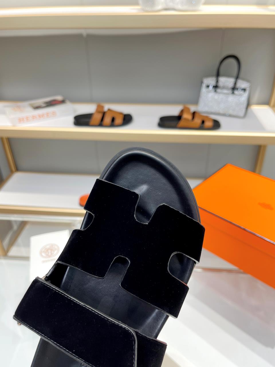 Hermes Sandal Chypre Velvet Black