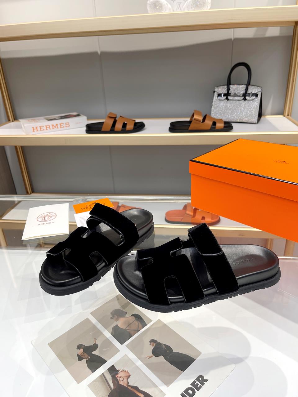 Hermes Sandal Chypre Velvet Black