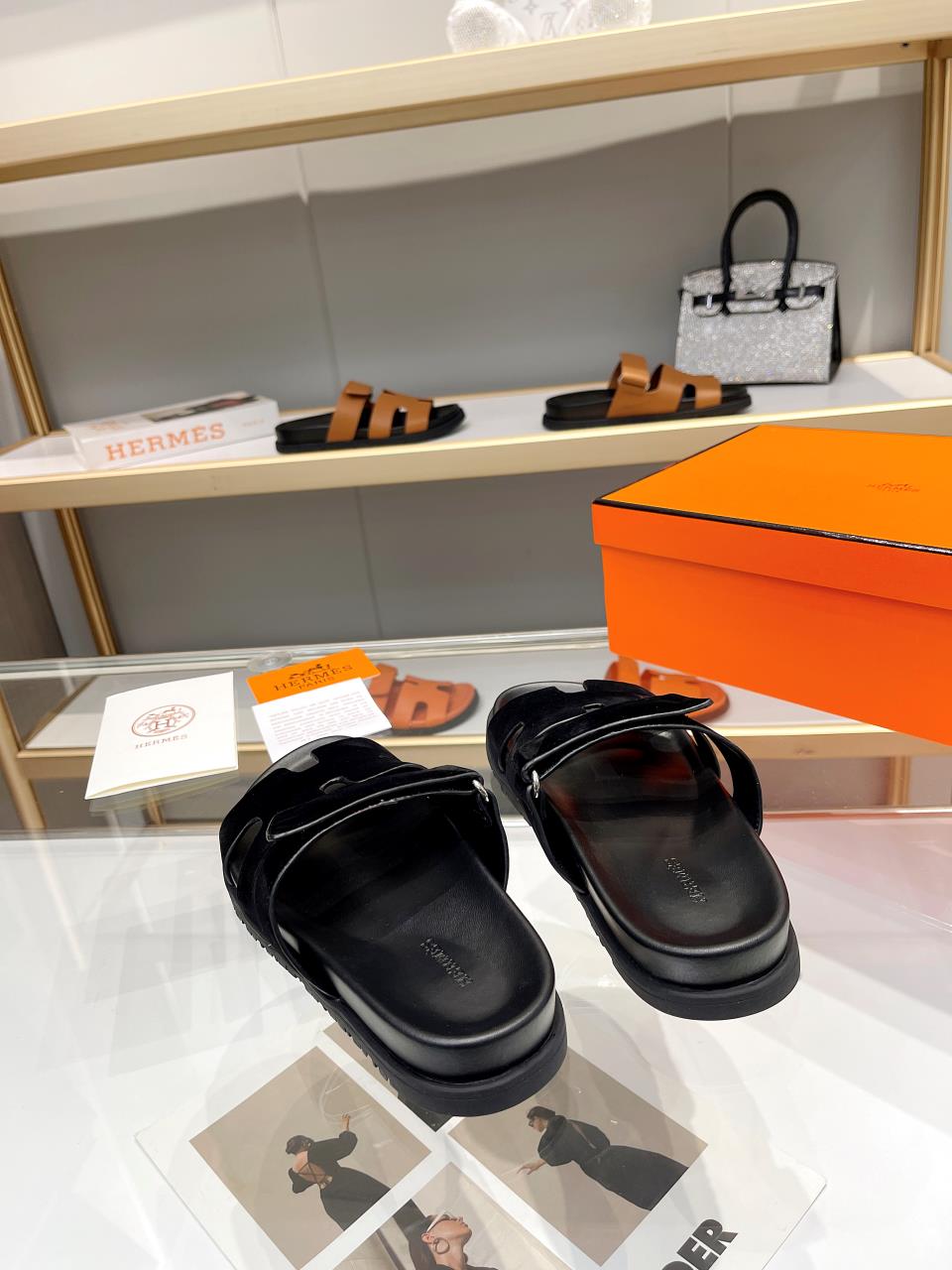 Hermes Sandal Chypre Velvet Black