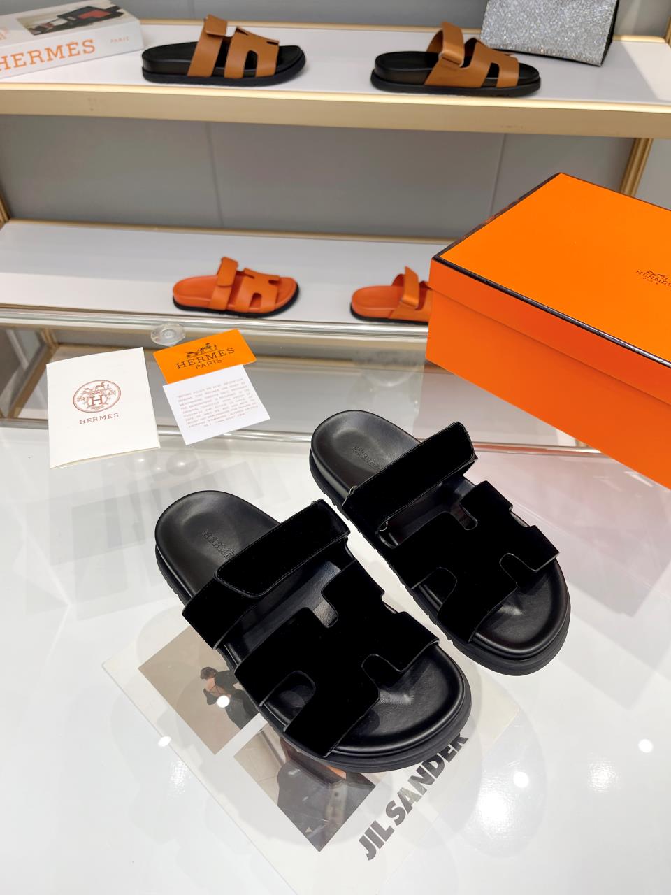 Hermes Sandal Chypre Velvet Black