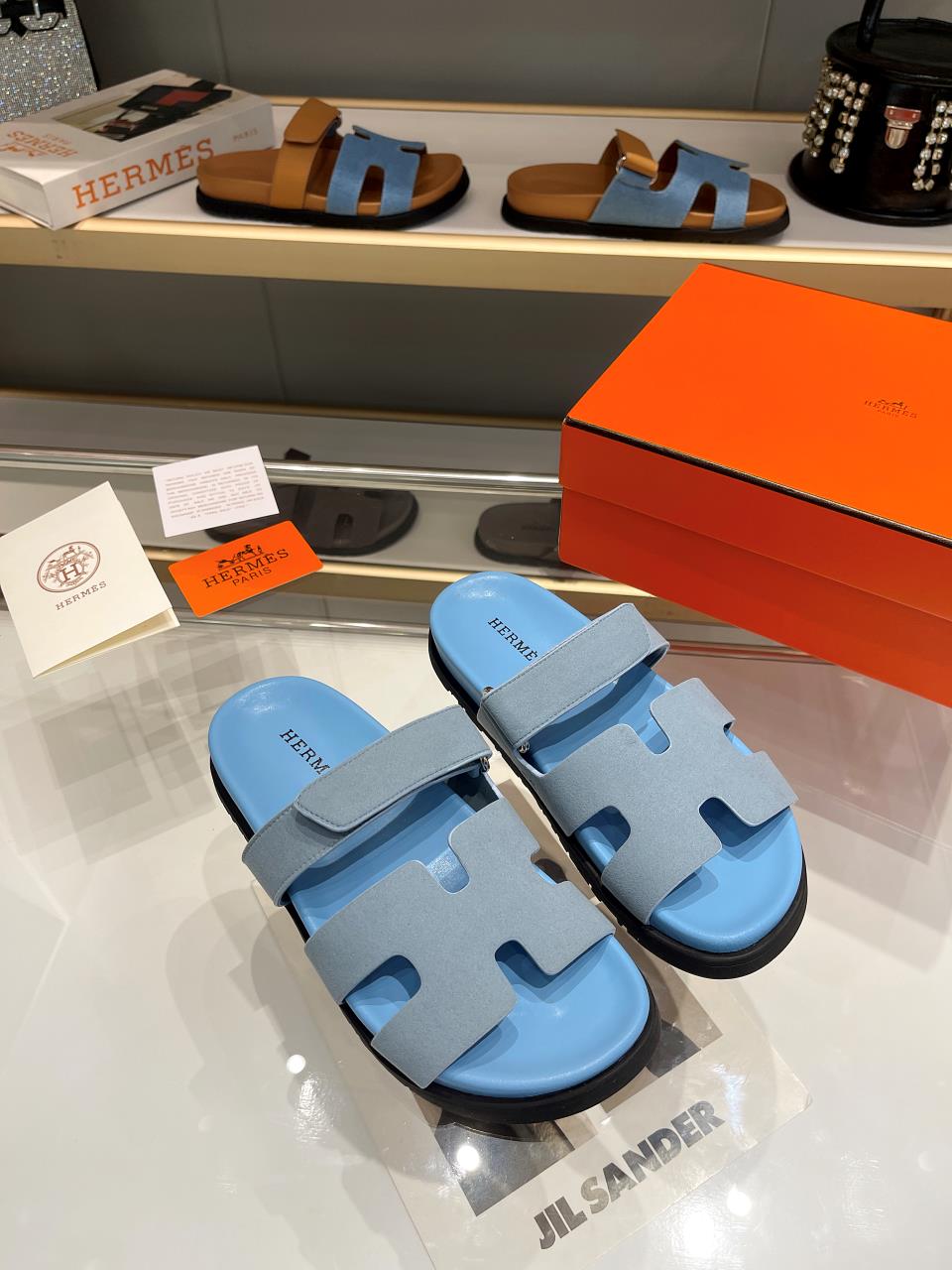 Hermes Sandal Chypre Velvet Baby Blue