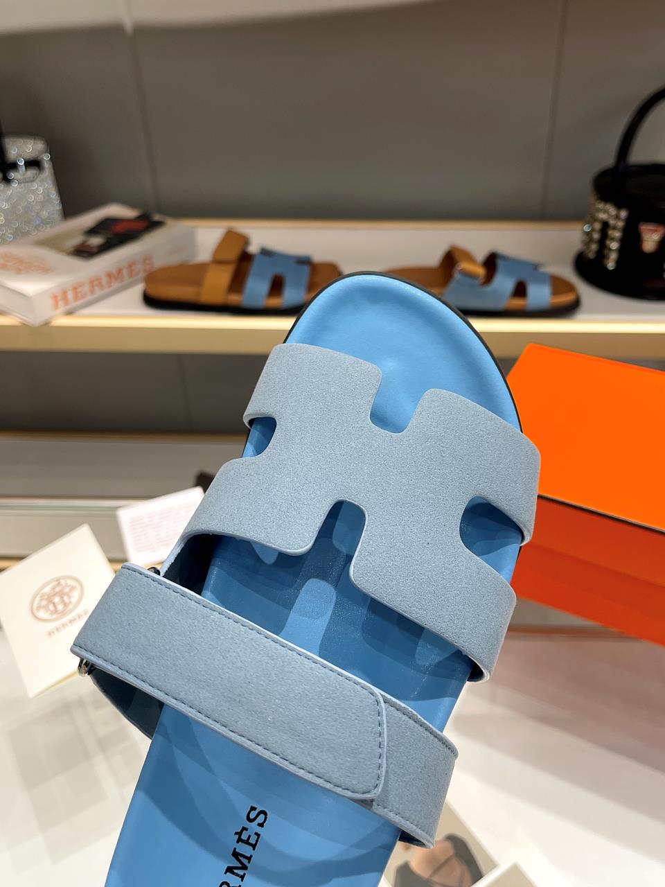 Hermes Sandal Chypre Velvet Baby Blue