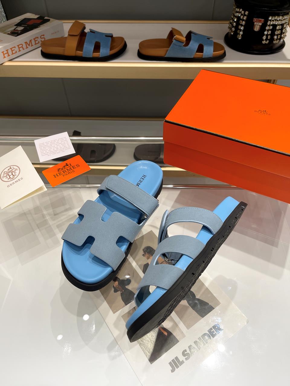 Hermes Sandal Chypre Velvet Baby Blue