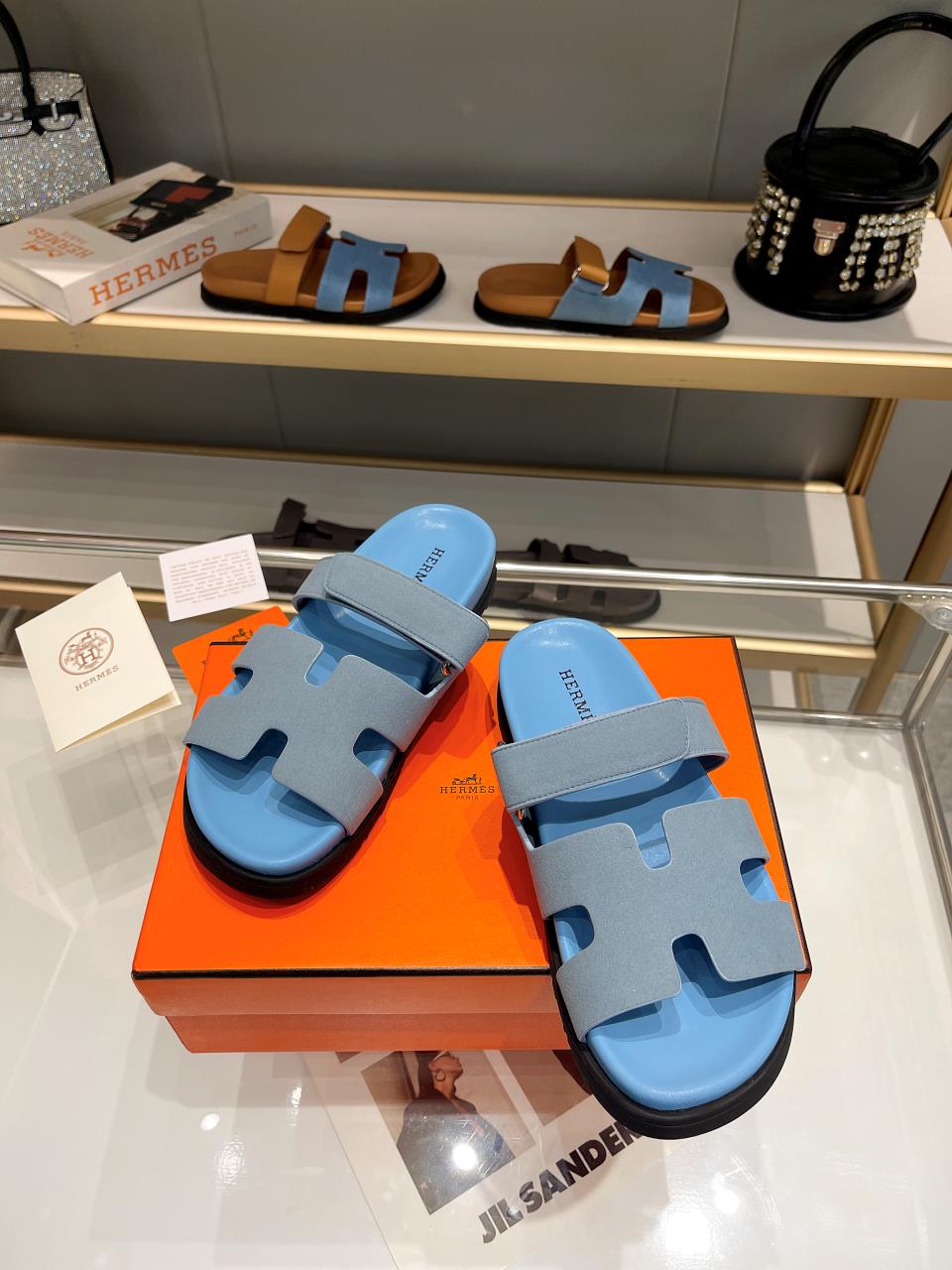 Hermes Sandal Chypre Velvet Baby Blue