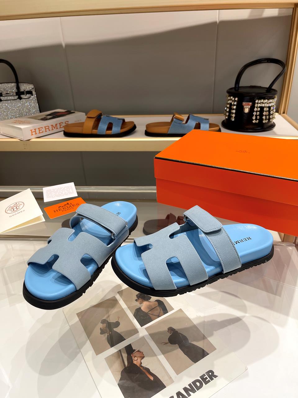 Hermes Sandal Chypre Velvet Baby Blue