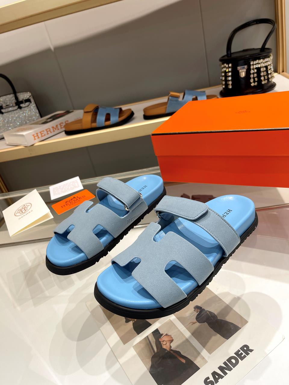 Hermes Sandal Chypre Velvet Baby Blue