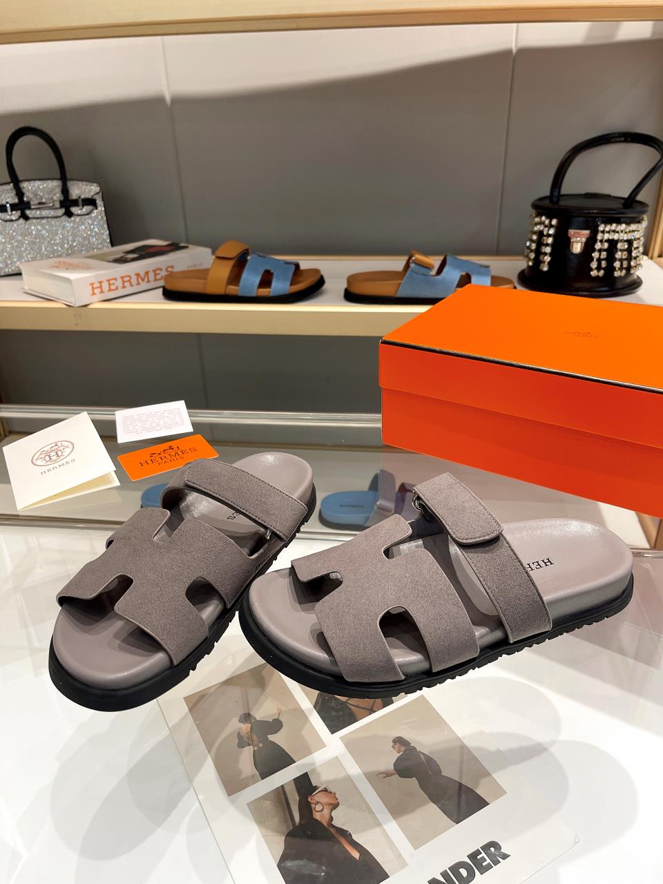 Hermes Sandal Chypre Velvet Opal Grey