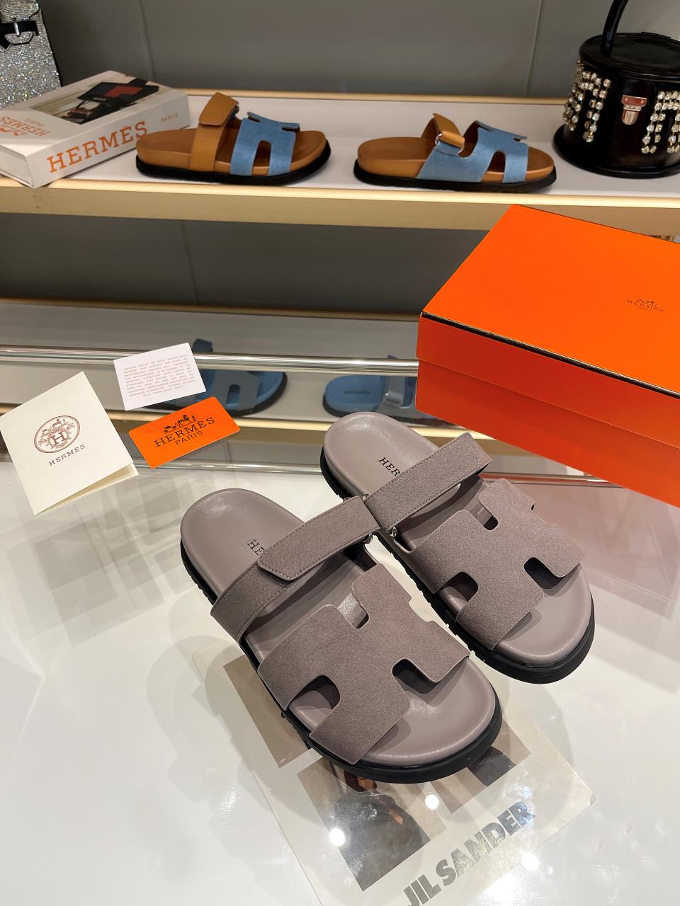 Hermes Sandal Chypre Velvet Opal Grey