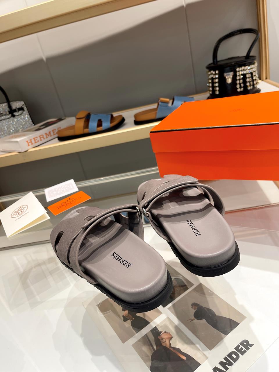 Hermes Sandal Chypre Velvet Opal Grey