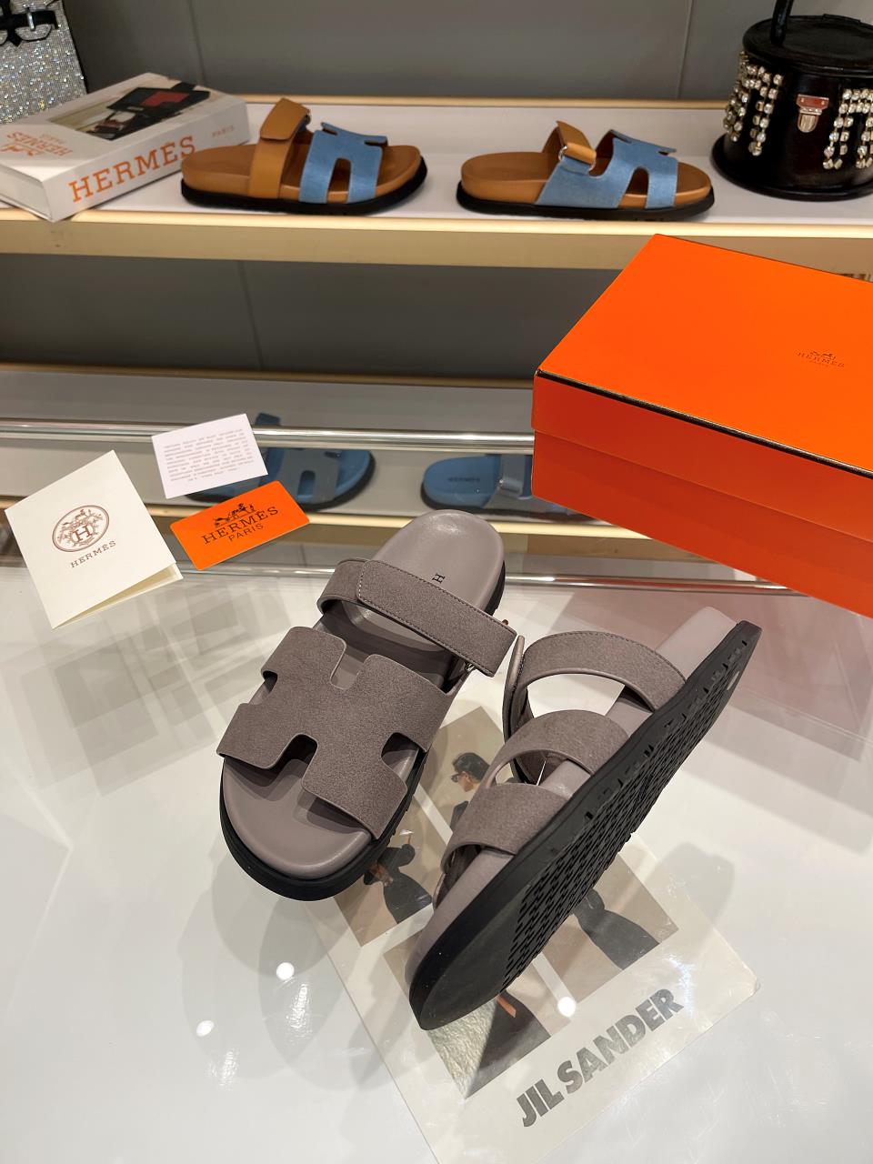 Hermes Sandal Chypre Velvet Opal Grey