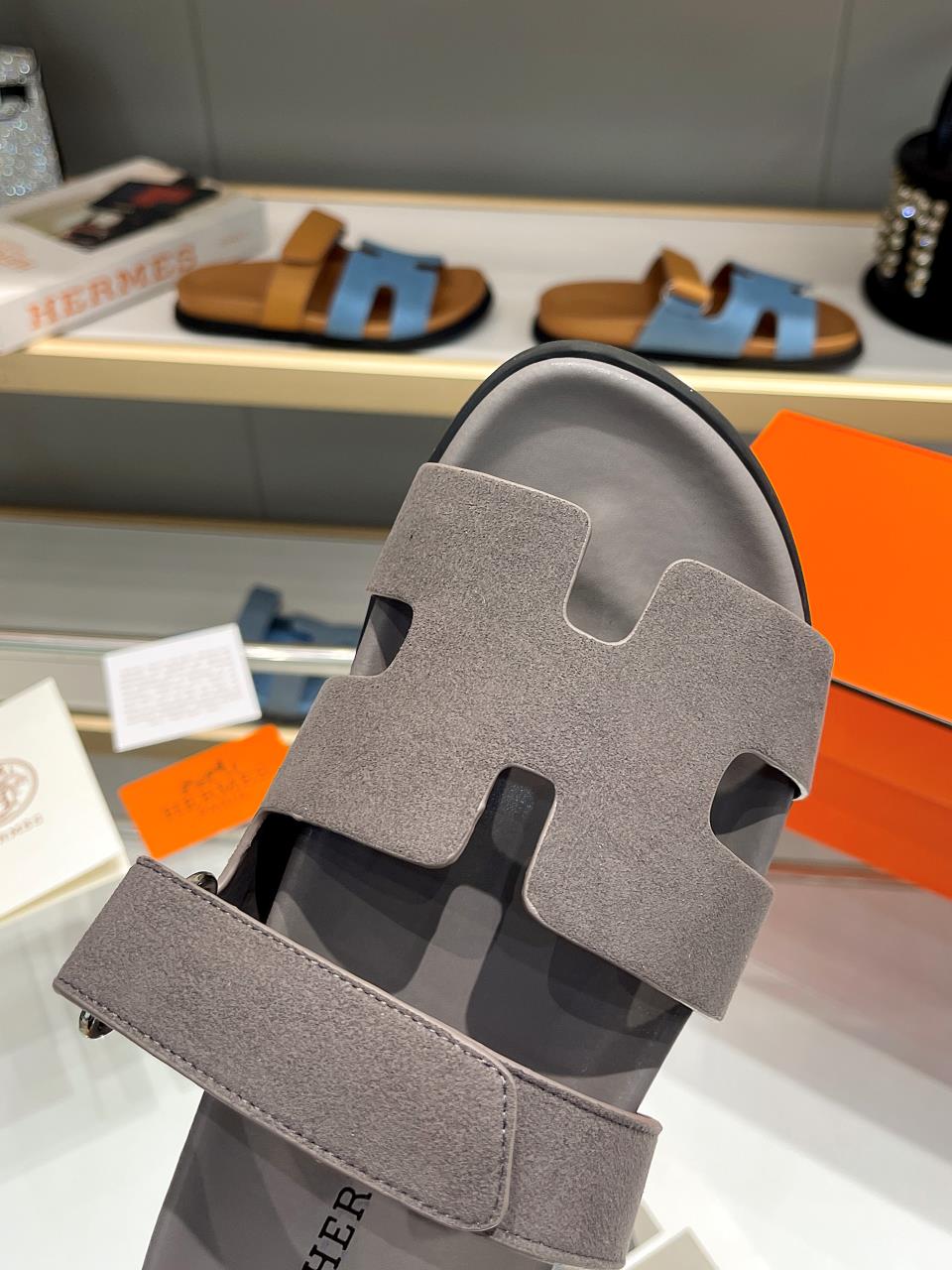 Hermes Sandal Chypre Velvet Opal Grey