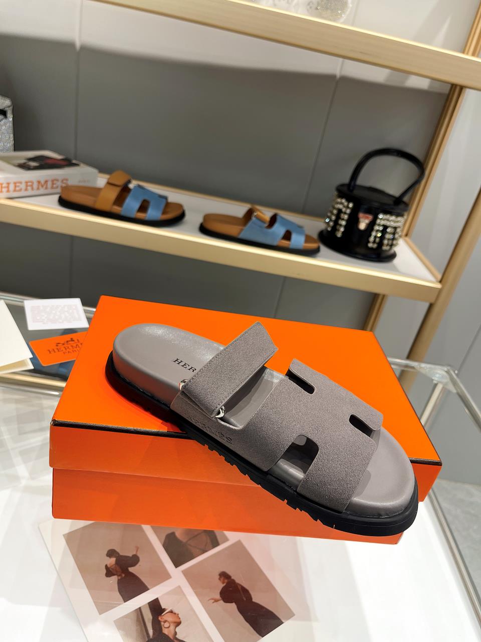 Hermes Sandal Chypre Velvet Opal Grey