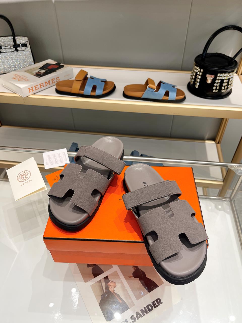 Hermes Sandal Chypre Velvet Opal Grey
