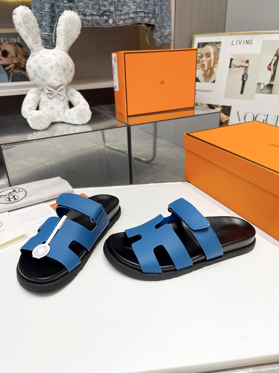 Hermes Sandal Chypre Marineblau