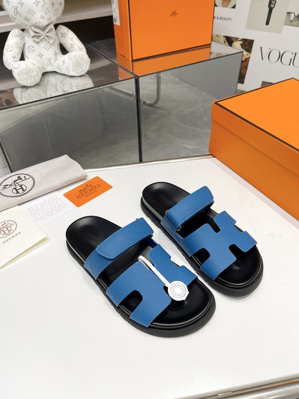 Hermes Sandal Chypre Marineblau