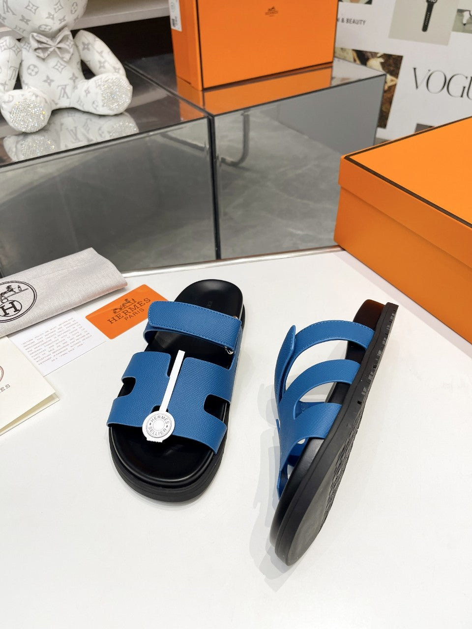 Hermes Sandal Chypre Marineblau