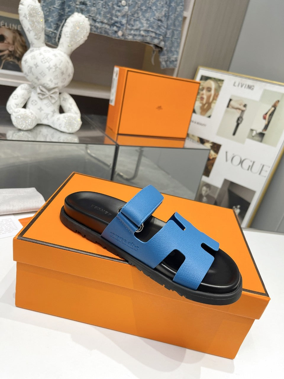 Hermes Sandal Chypre Marineblau