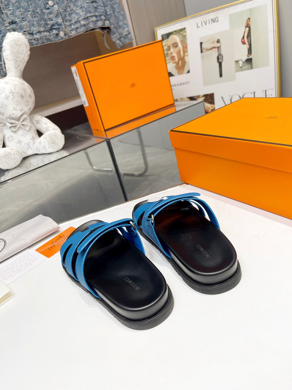 Hermes Sandal Chypre Marineblau