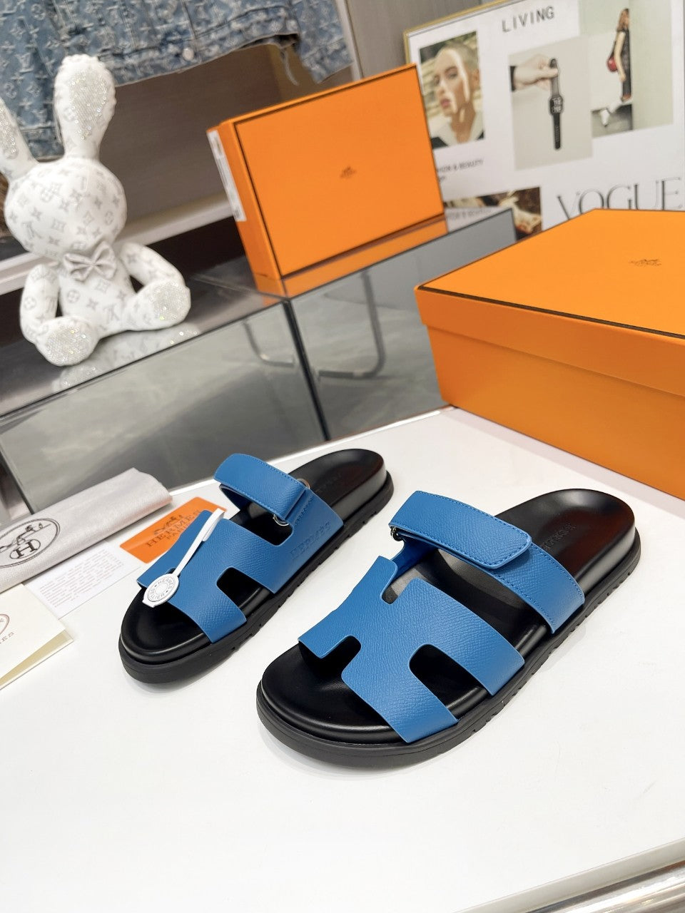 Hermes Sandal Chypre Marineblau