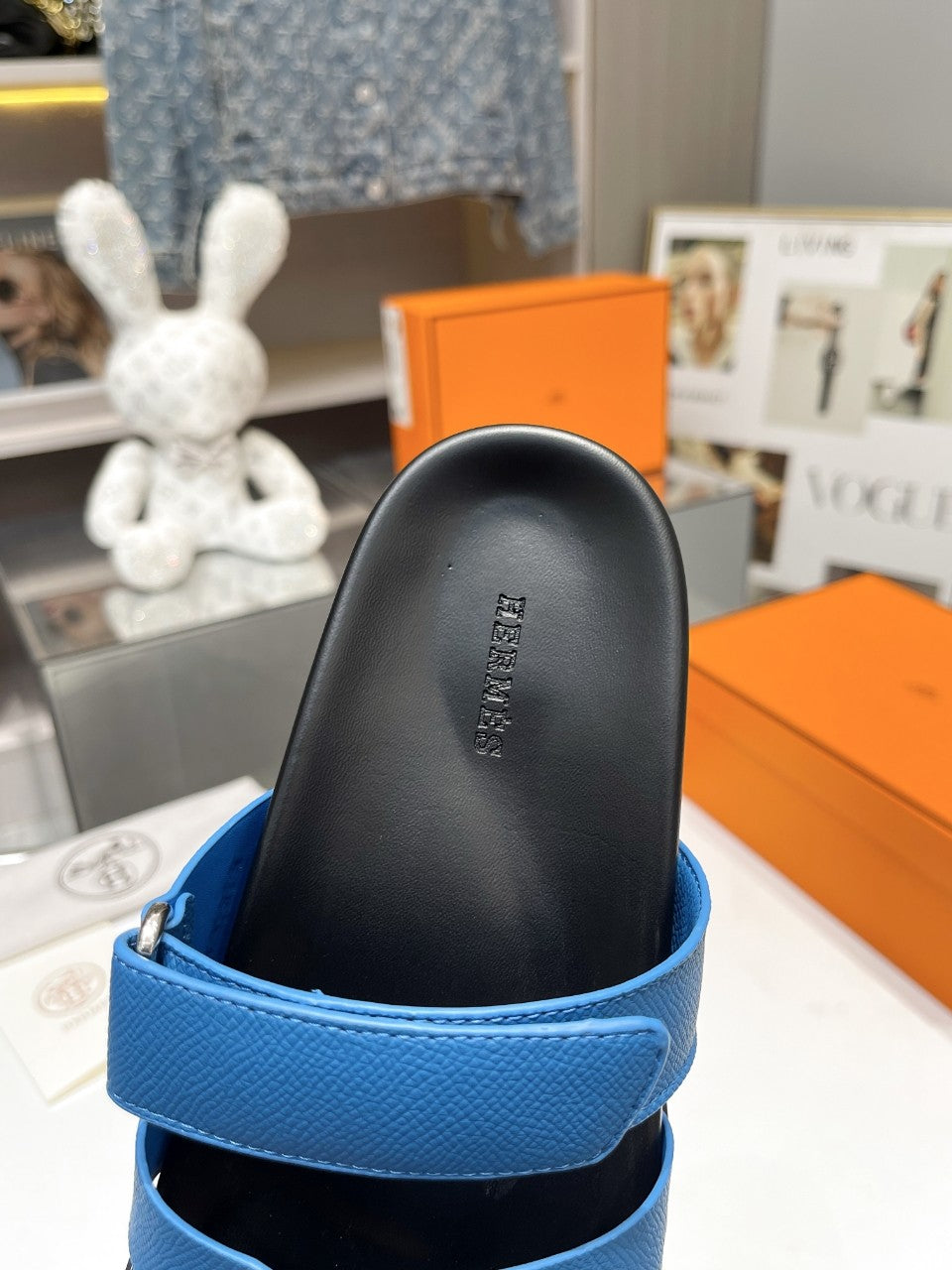 Hermes Sandal Chypre Marineblau