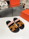 Hermes Sandal Chypre Velvet Brown Rosa Belt