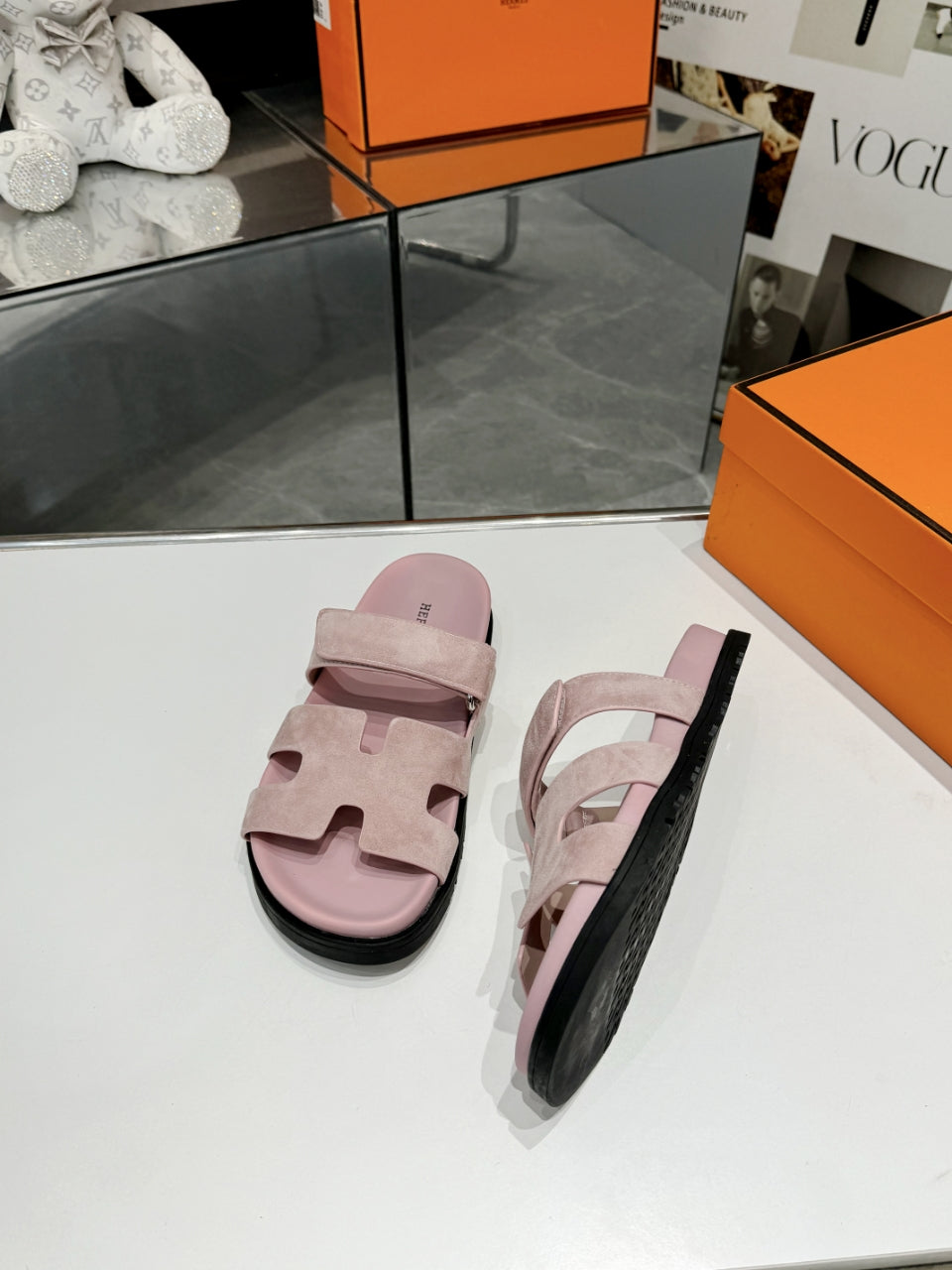 Hermes Sandal Chypre Baby Rosa