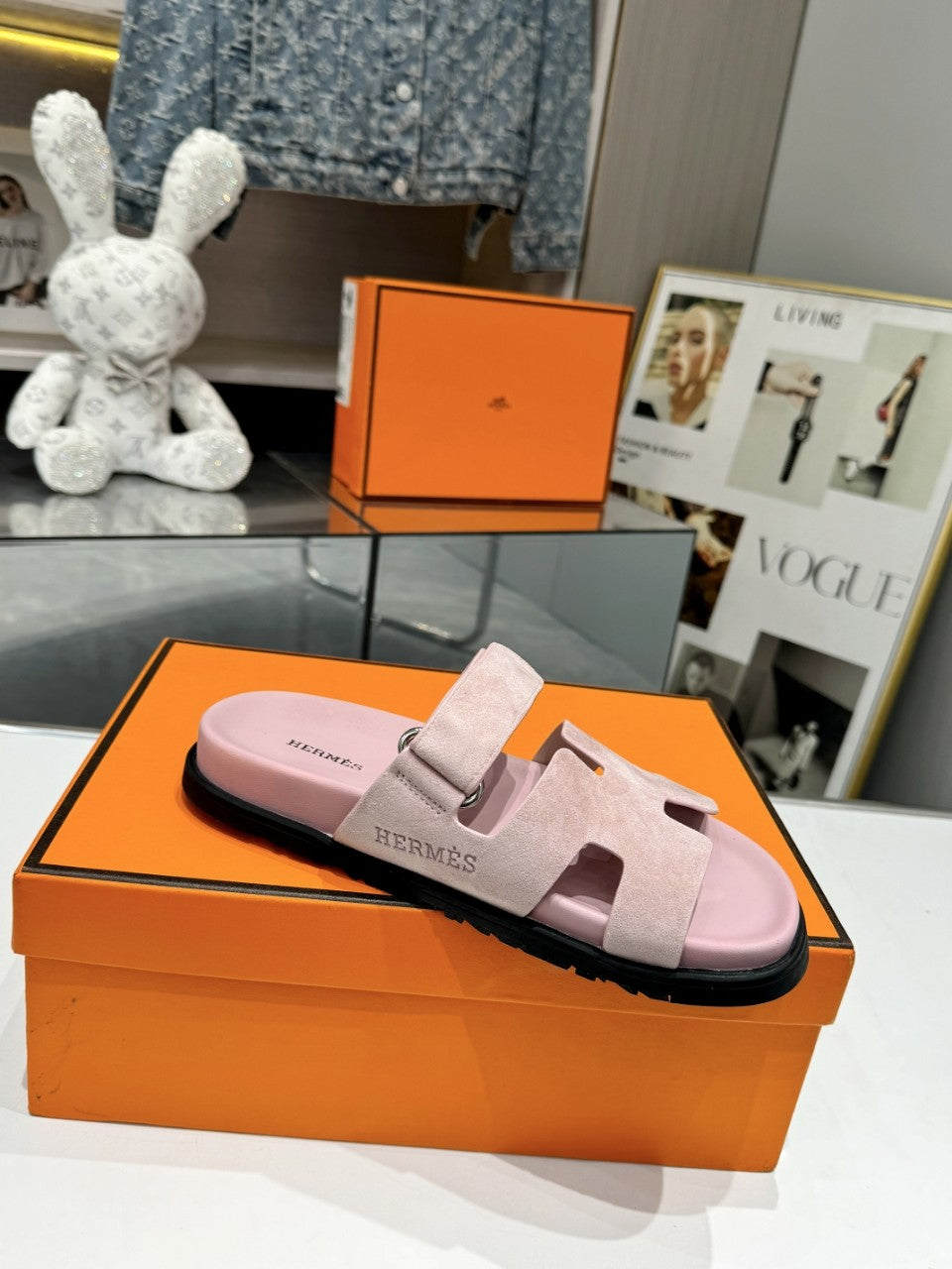 Hermes Sandal Chypre Baby Rosa