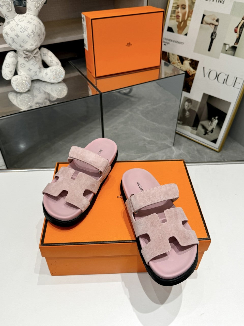 Hermes Sandal Chypre Baby Rosa