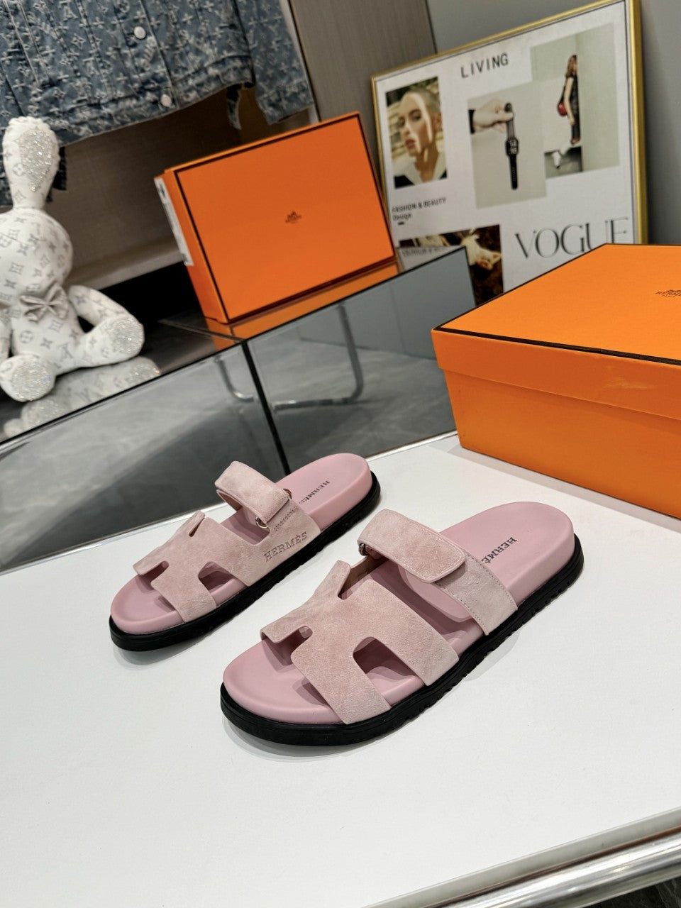 Hermes Sandal Chypre Baby Rosa