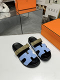 Hermes Sandal Chypre Velvet Baby Blue Olive Green