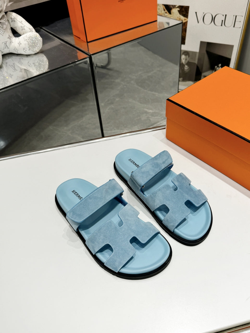Hermes Sandal Chypre Velvet Blue Ice