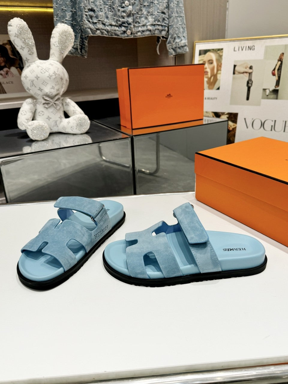 Hermes Sandal Chypre Velvet Blue Ice