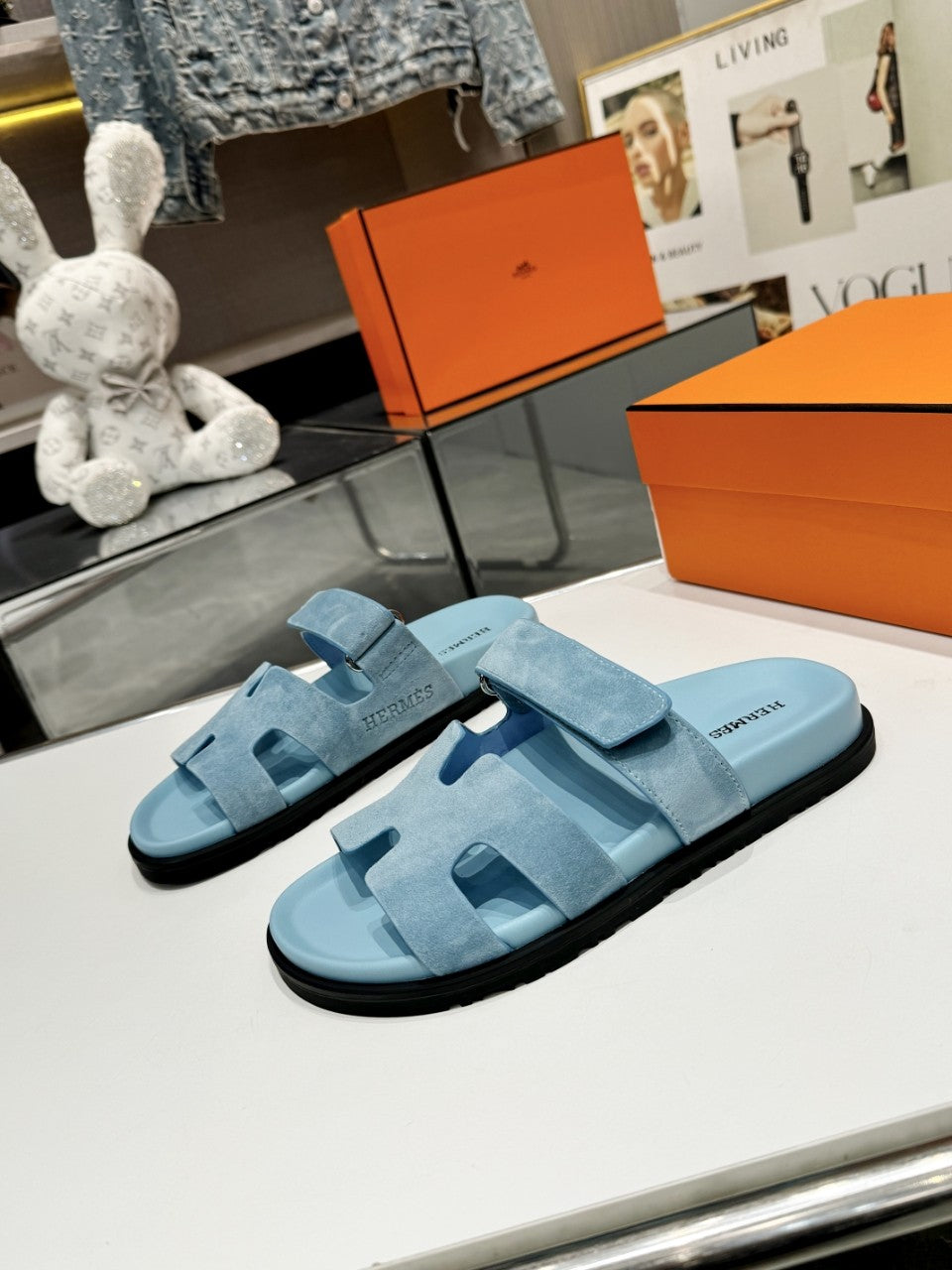 Hermes Sandal Chypre Velvet Blue Ice