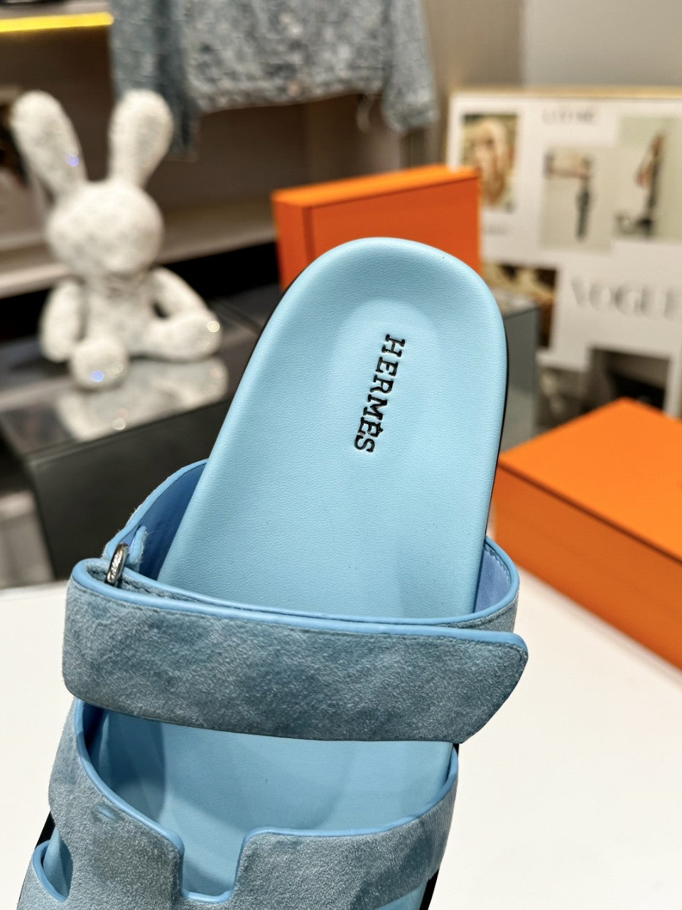Hermes Sandal Chypre Velvet Blue Ice