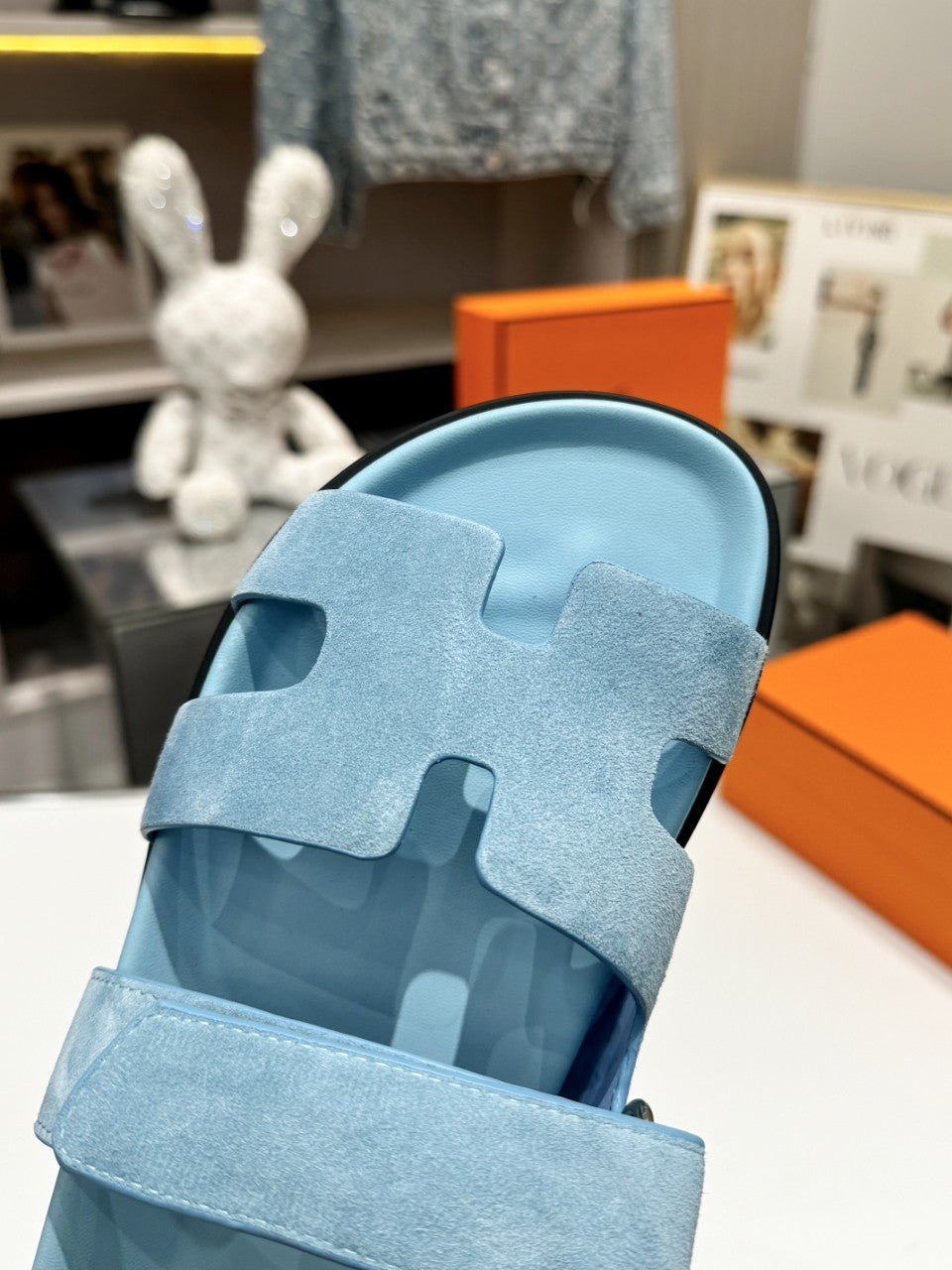 Hermes Sandal Chypre Velvet Blue Ice