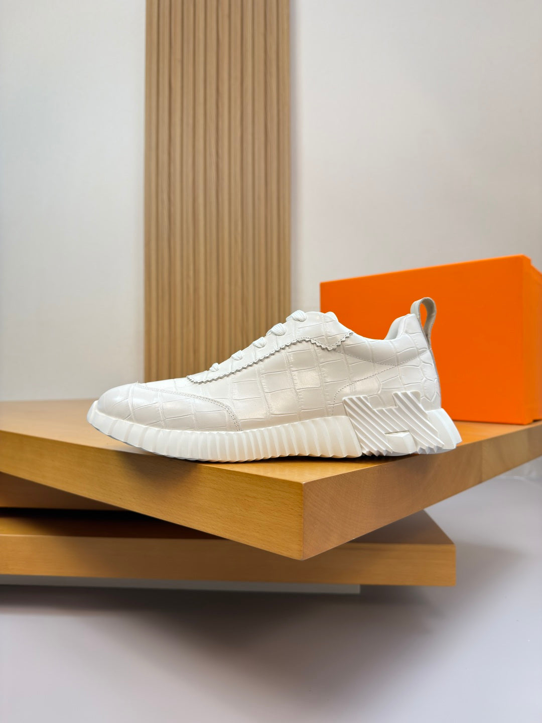 Hermes Bouncing Sneaker Crocodile All White