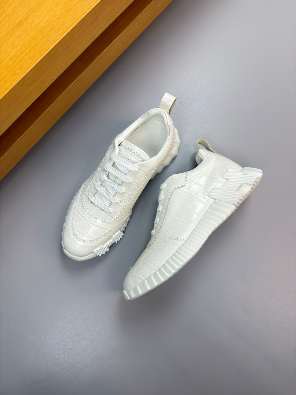 Hermes Bouncing Sneaker Crocodile All White