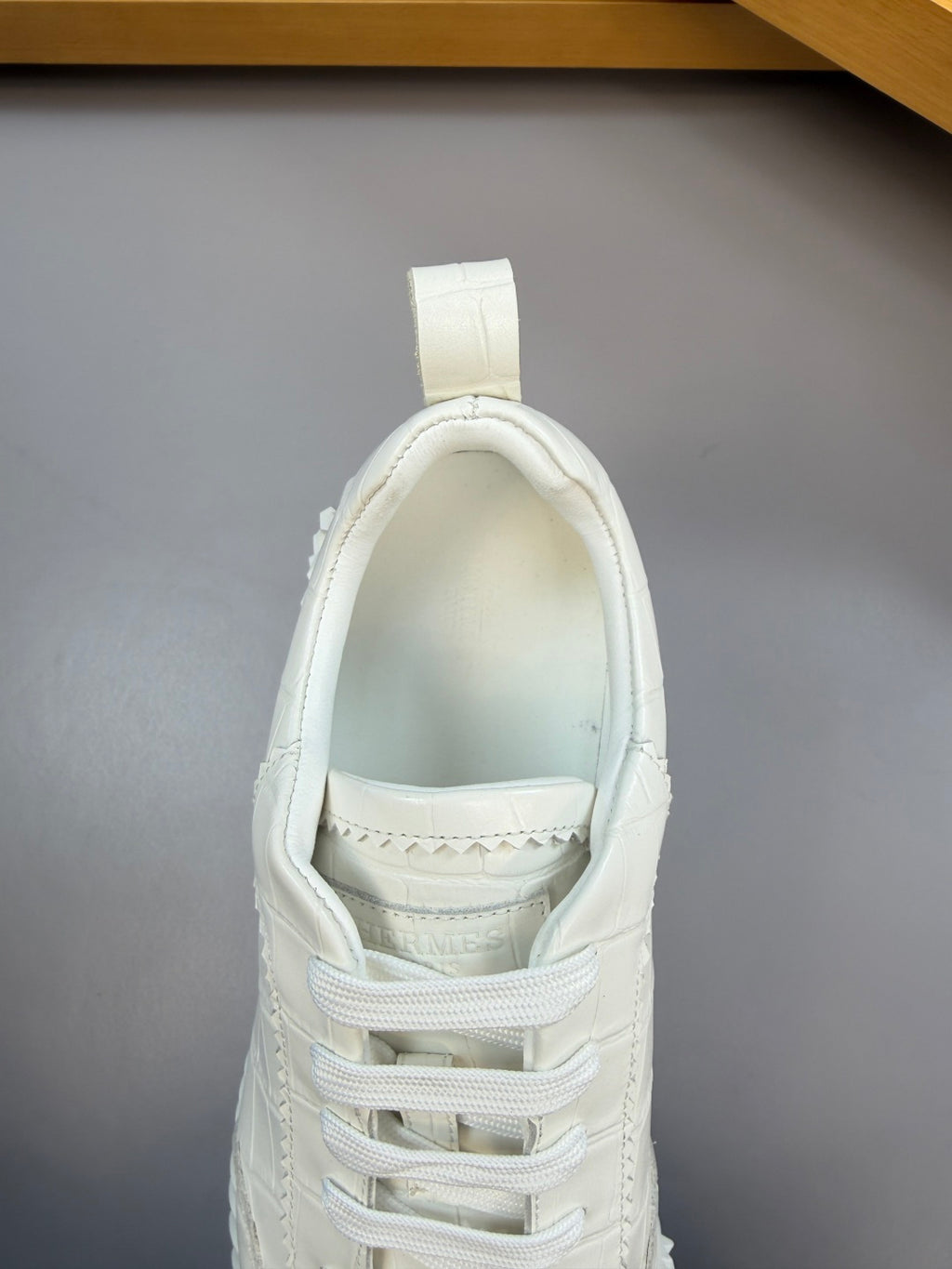Hermes Bouncing Sneaker Crocodile All White