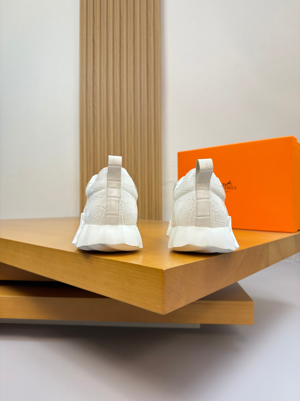 Hermes Bouncing Sneaker Crocodile All White