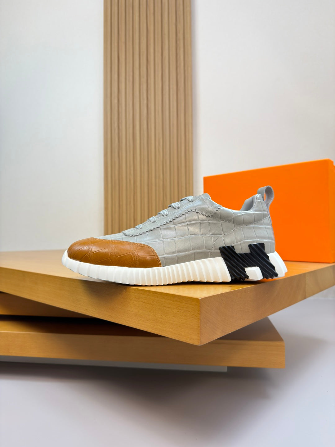 Hermes Bouncing Sneaker Crocodile Grey