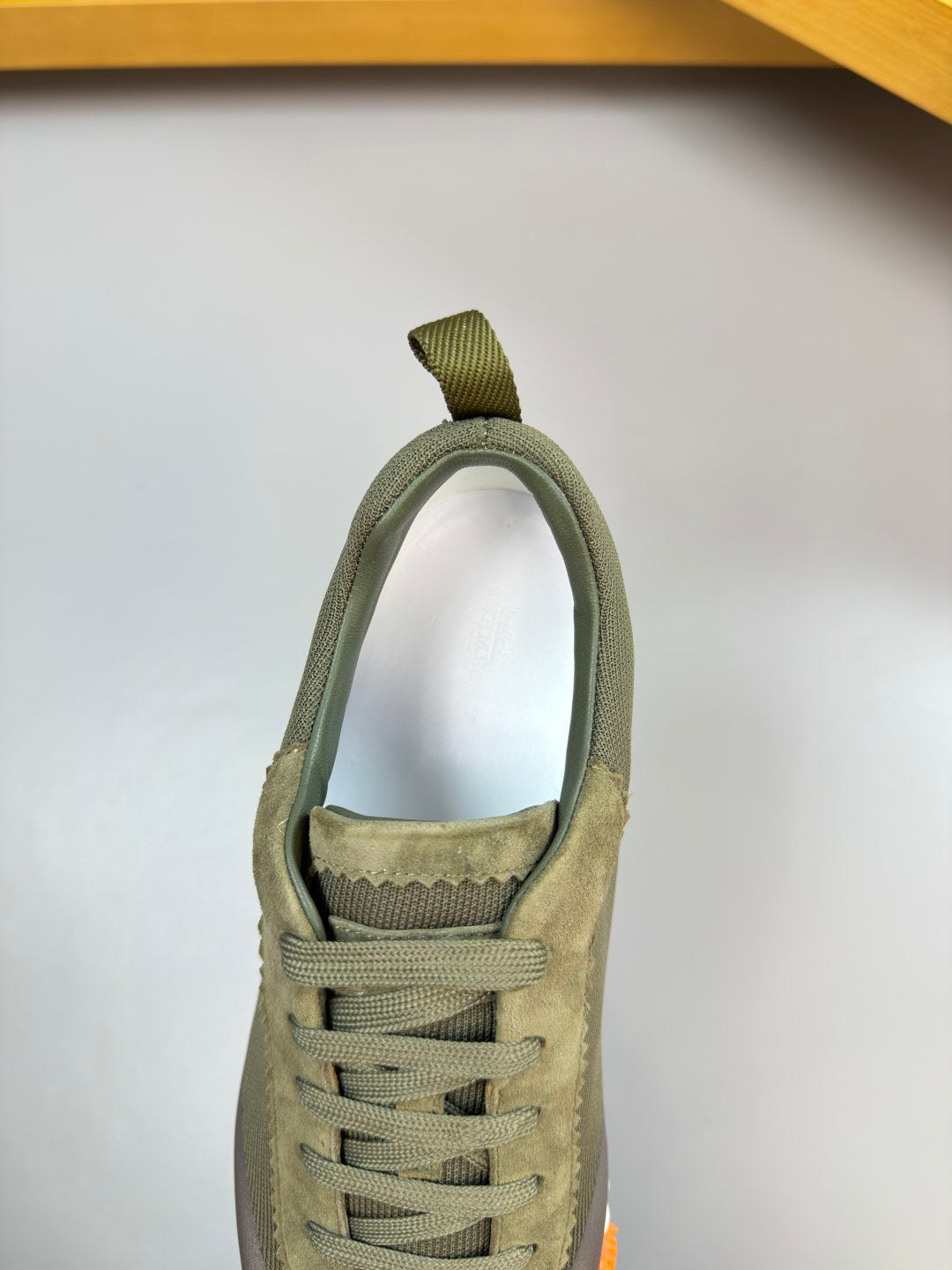 Hermes Bouncing Sneaker Olive Green Silver Toe