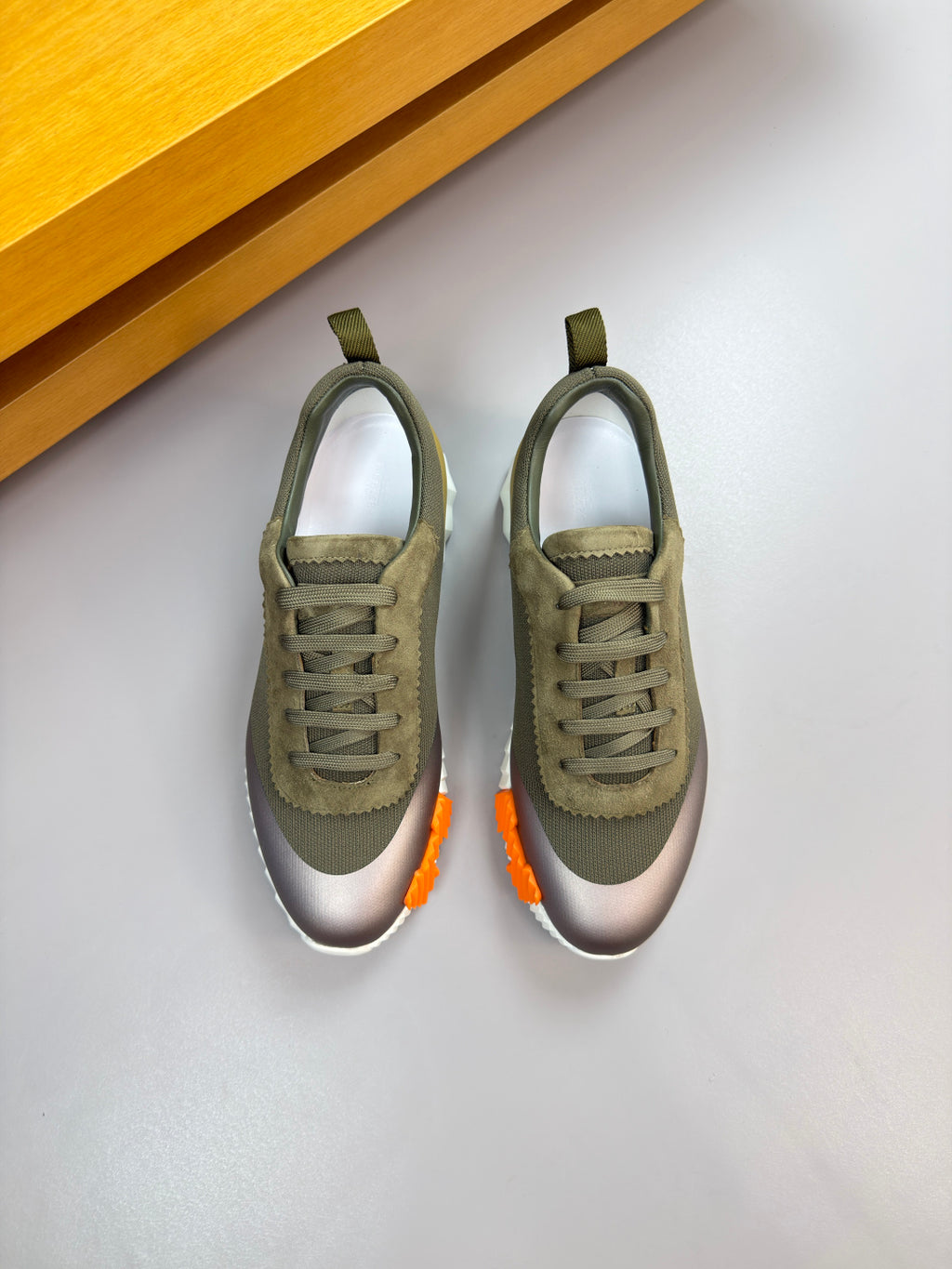 Hermes Bouncing Sneaker Olive Green Silver Toe