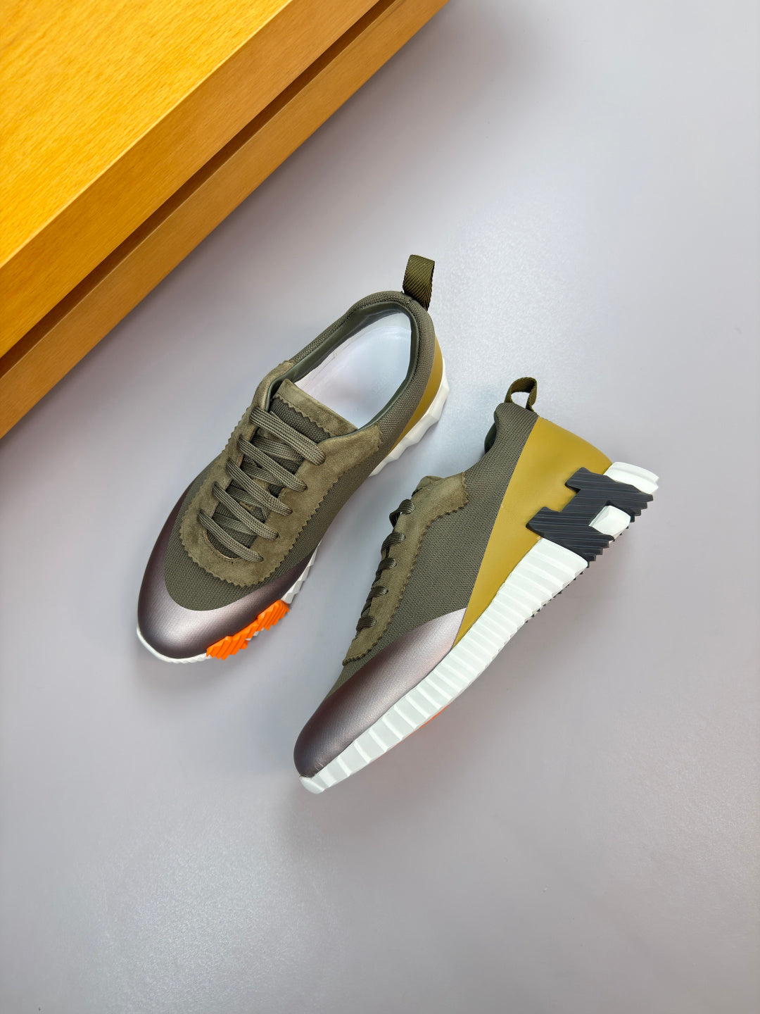 Hermes Bouncing Sneaker Olive Green Silver Toe
