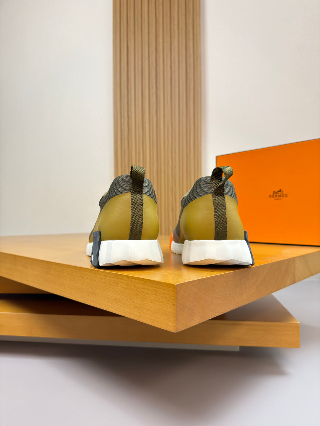 Hermes Bouncing Sneaker Olive Green Silver Toe