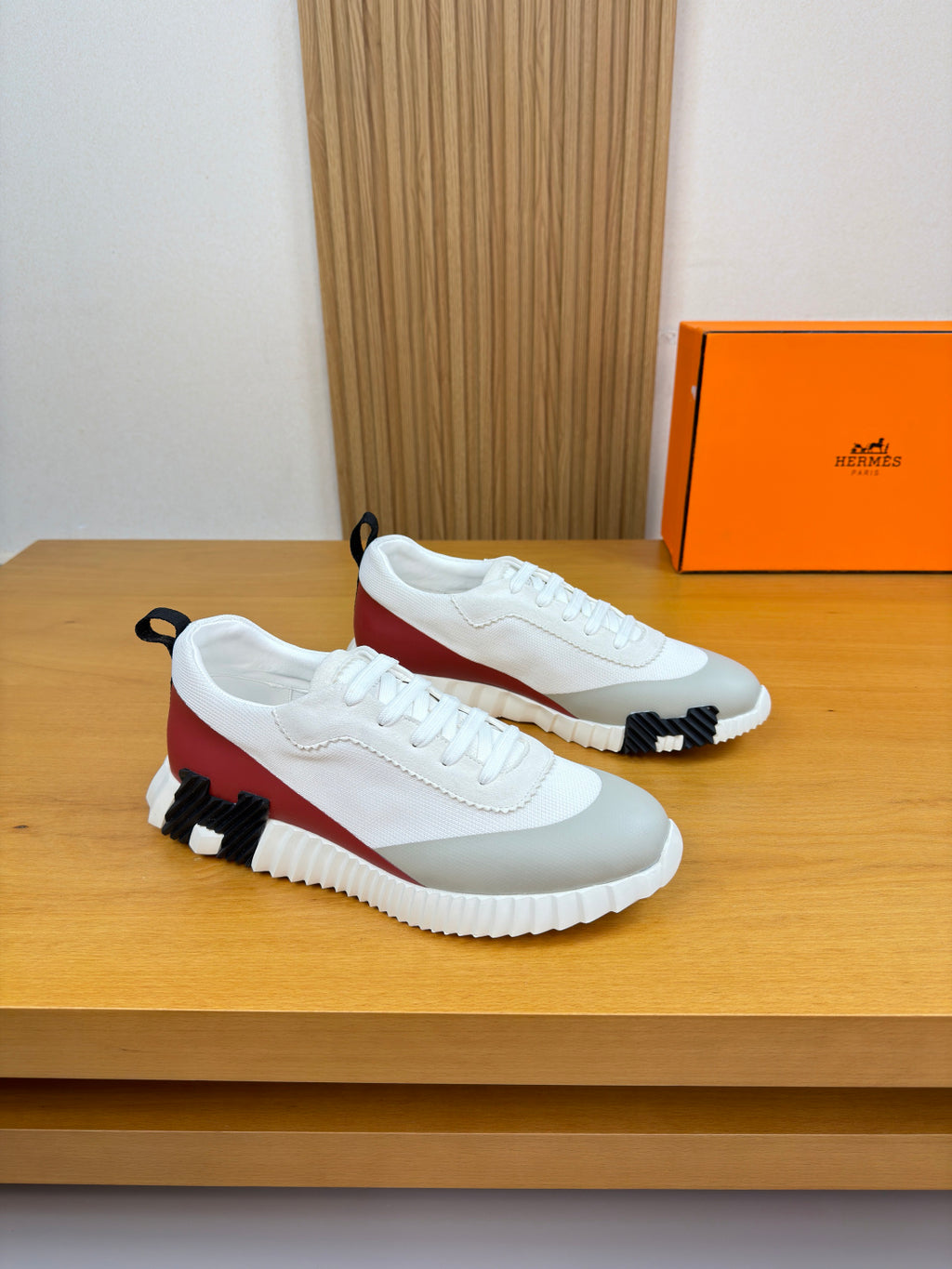 Hermes Bouncing Sneaker White Burgundy